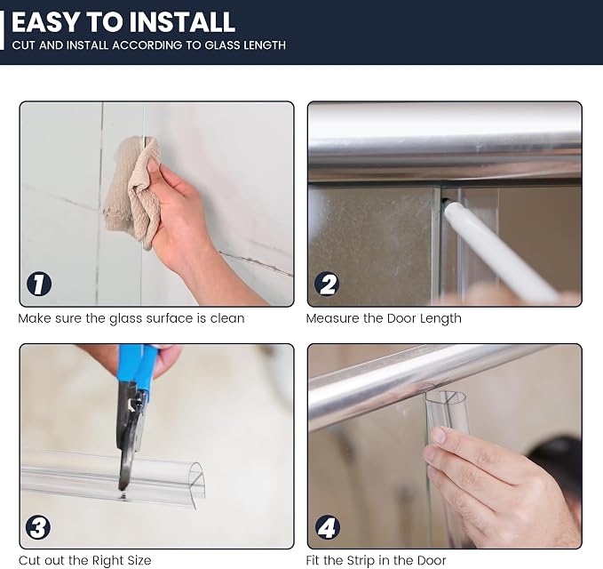 Shower Glass Door Side Seal, for 5/16" Thick Frameless Glass Door, to Stop - Image 7