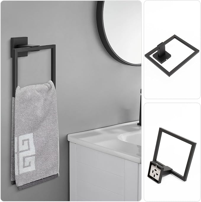 NearMoon 5 Pieces Bathroom Hardware Set 304 Stainless Steel, Square Towel Rack - Image 7