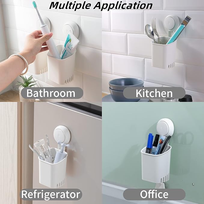 LEVERLOC Powerful Suction Cup Toothbrush Holder, Drill-Free Wall Shower Holder - Image 7
