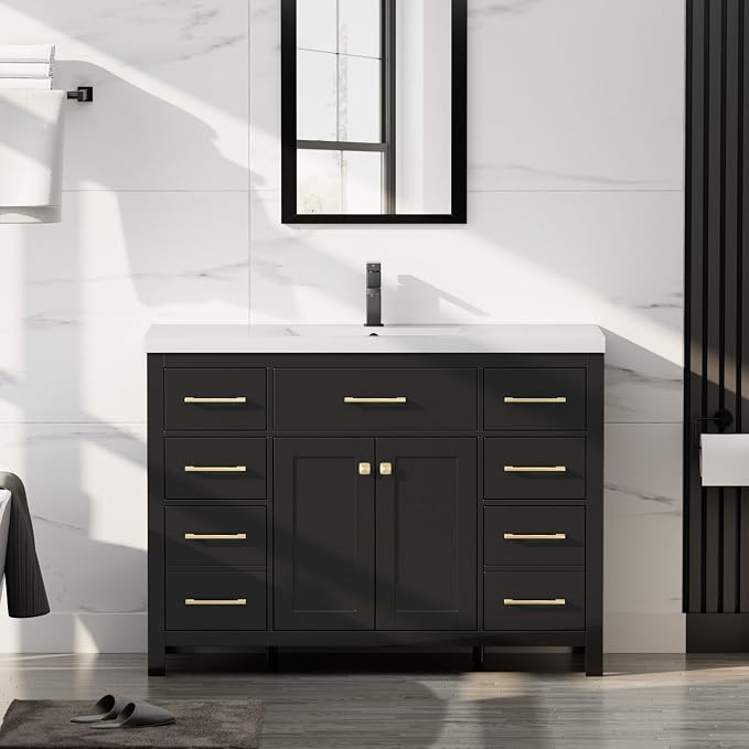 LUCKWIND 48" Modern Bathroom Vanity and Sink, Painted Bathroom Storage Cabinet by LUCKWIND