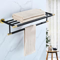 Black Brushed Gold Towel Rack 24'' Bath Towel Shelf by Linatikou