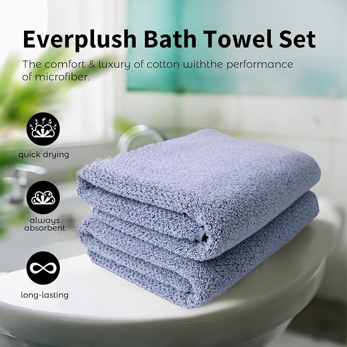 Everplush Diamond Collection Oversized Bath Towel – 2 Pieces, Super Soft & - Image 3