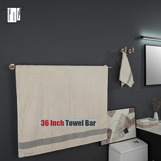 JQK Champagne Bronze Bath Towel Bar, 39 Inch 304 Stainless Steel Thicken 1mm - Image 5