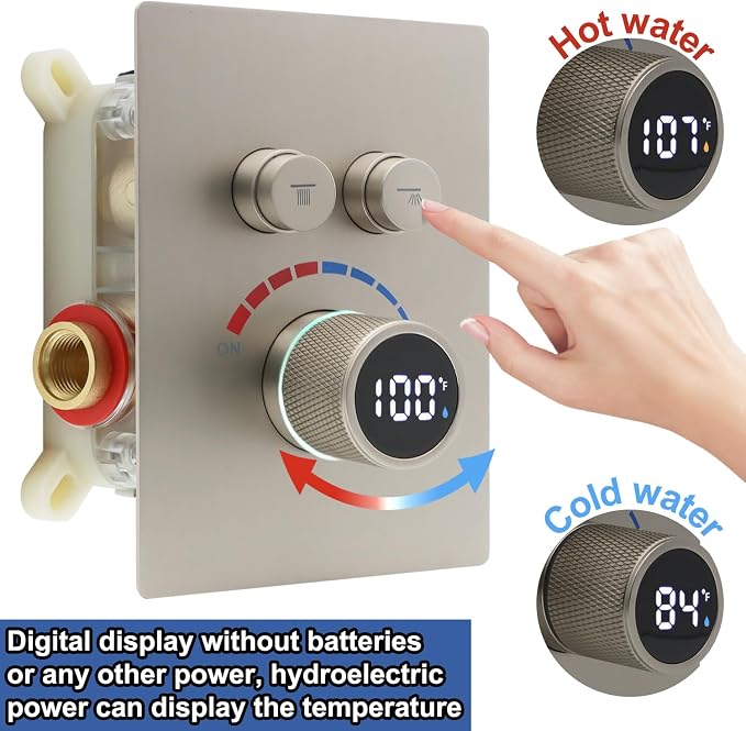 Digital Display Shower Valve Shower Valve 2 Way Shower Diverter Valve Shower - Image 3