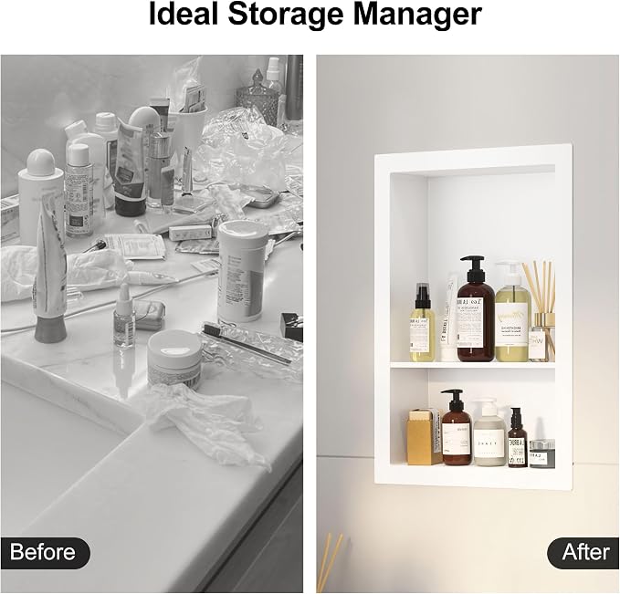12x18 White Shower Niche for Shower Wall, Bathroom Medicine Cabinet Recessed - Image 7