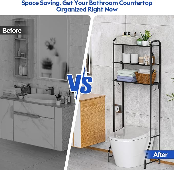 samstar 3 Tier Over The Toilet Storage Rack, Bathroom Organizer Shelves Cabinet - Image 4