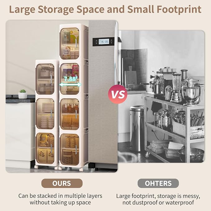 KHNR 4-Tiers Slim Bathroom Storage Cabinet, Foldable Storage Cabinets, Narrow - Image 4