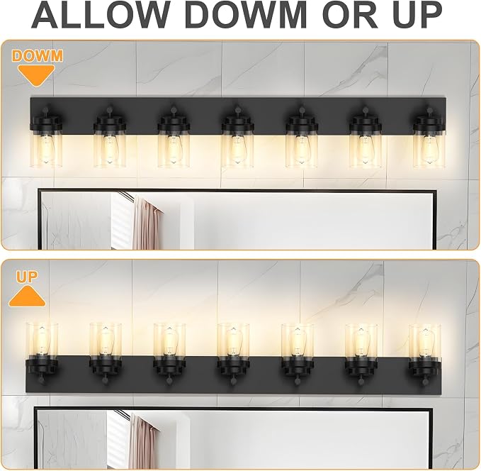 IZORRO Bathroom Vanity Light Fixture, 7-Light 51 Inch Matte Black Bathroom - Image 7