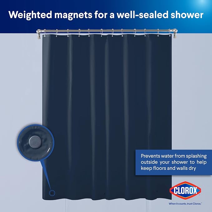 CLOROX Shower Curtain Liner, Premium Colored Medium-Weight Durable Waterproof - Image 8