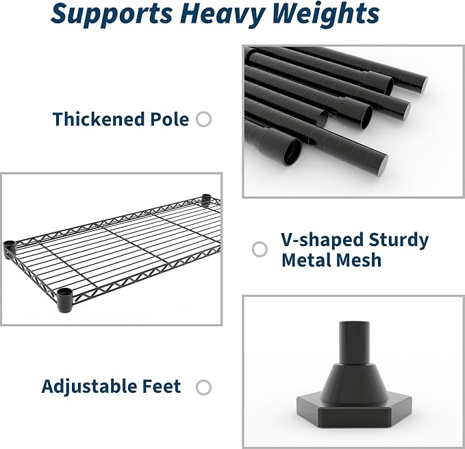 4-Tier Metal Storage Shelves, Adjustable Wire Shelving Unit - Image 3