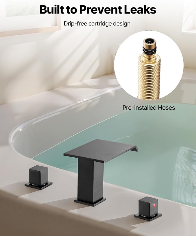 VEVOR Roman Tub Faucet, 3 Hole Waterfall Bathtub Faucet, Roman Bathtub Faucets - Image 5
