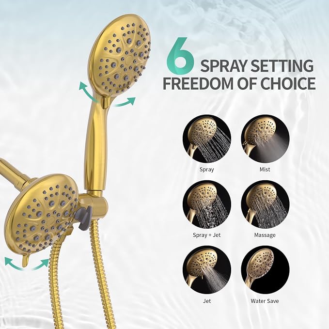 SR SUN RISE 5-Spray Dual Shower Head Cmbo Tub Faucet Set 3-Way Shower Head and - Image 5