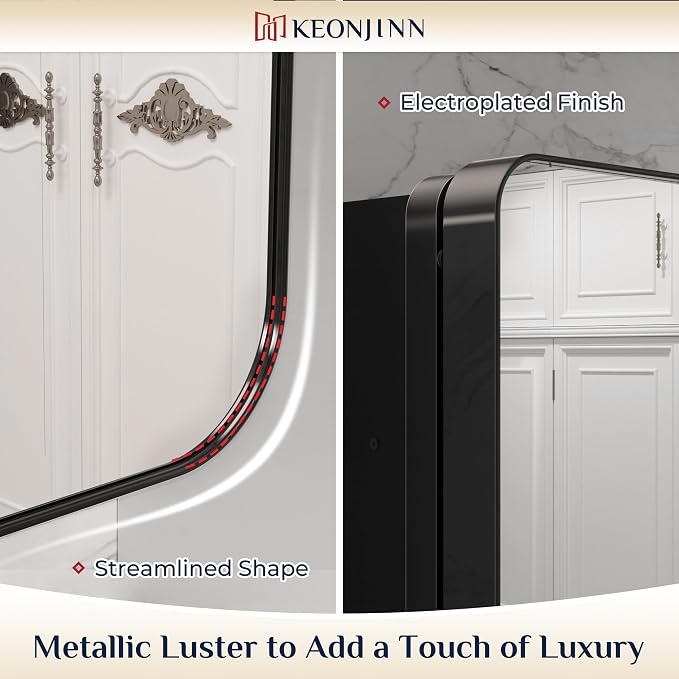 Keonjinn 20 x 26 Inch Black Recessed Medicine Cabinets, Bathroom Mirrored - Image 5