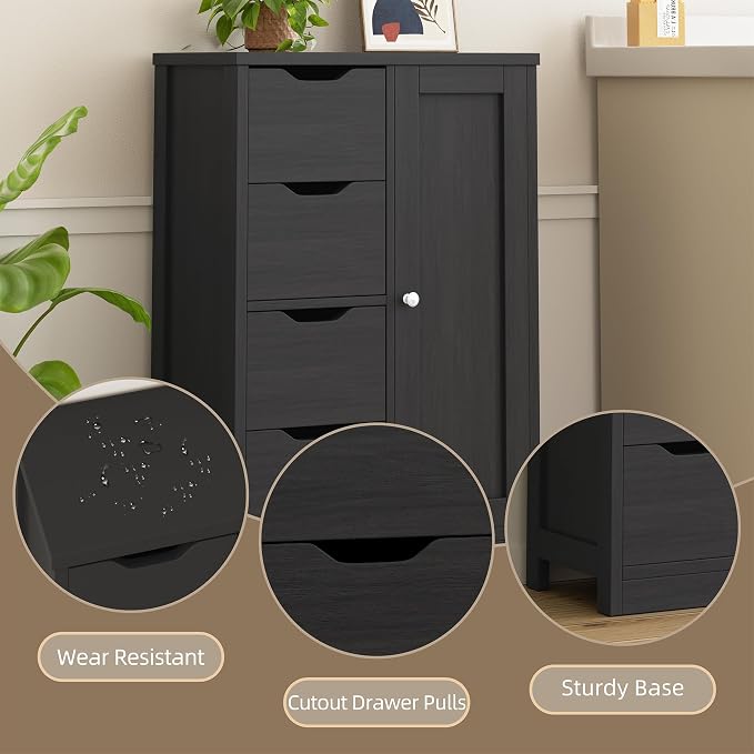 Walsunny Bathroom Floor Storage Cabinet, Wooden Storage Organizer - Image 3