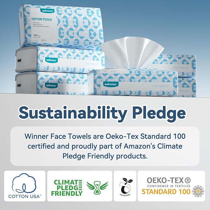 Winner Soft Face Towels, 100% USDA Biobased Facial Towels, 2 Packs per Case - Image 9
