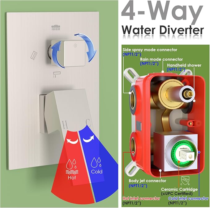 ENGA Shower System with Tub Spout, Bathtub Shower Faucet Combo Set - Image 7
