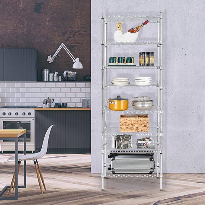 8 Tier Storage Racks Shelving, Heavy Steel Pantry Shelves, Adjustable Wire - Image 3