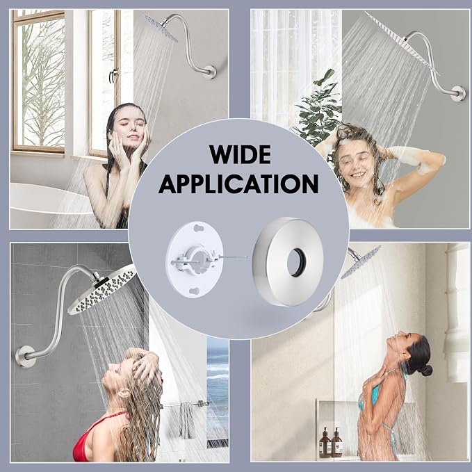 Shower Head Arm 10 Inch Brushed Nickel, RAINREVIVE S Shaped Shower Head - Image 6