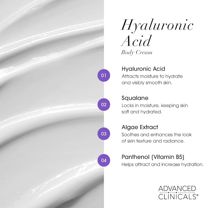 Advanced Clinicals Hyaluronic Acid Moisturizer Body Cream | Hydrating Cream & - Image 5
