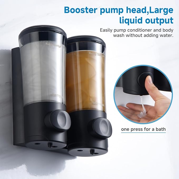 Shampoo and Conditioner Dispenser No Drill Shower Soap Dispenser Wall Mounted - Image 2