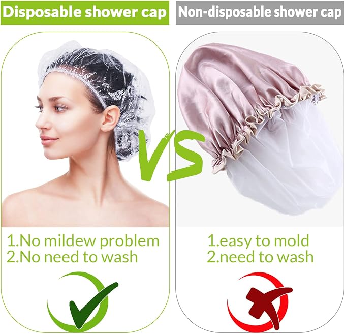 Retisee 2000 Pcs Disposable Shower Caps Bulk 18.2 Plastic Clear Hair Caps - Image 5