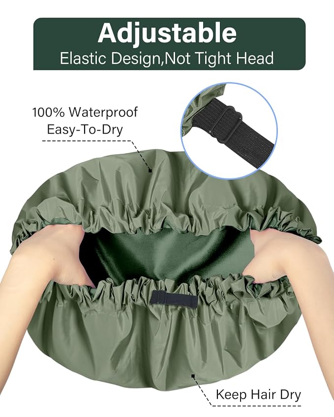 Aquior Shower Cap for Women, Extra Adjustable Shower Caps for Women - Image 6