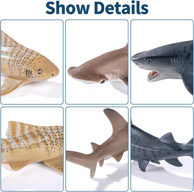 10PCS 5-8" Shark Toys for Toddlers, Large Sea Ocean Animals Bath Toys for Kids - Image 5