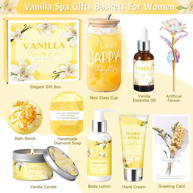 Birthday Gifts for Women, Relaxing Spa Gift Baskets for Women, Warm Vanilla - Image 2