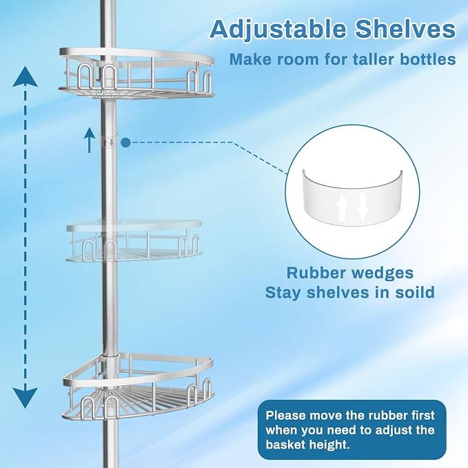 Rustproof Shower Corner Caddy Shelf - Image 6