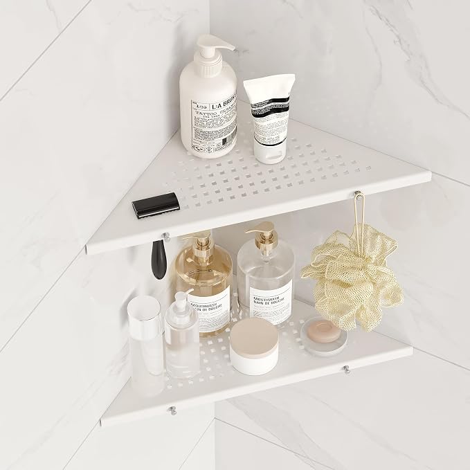 10" Bathroom Corner Shelf, 2 Pack Recessed Shower Shelf Caddy, SUS304 Stainless by Qeke