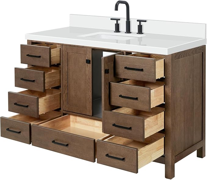 ARIEL Cambridge 55 Inch Single Rectangle Sink Bathroom Vanity - Image 6