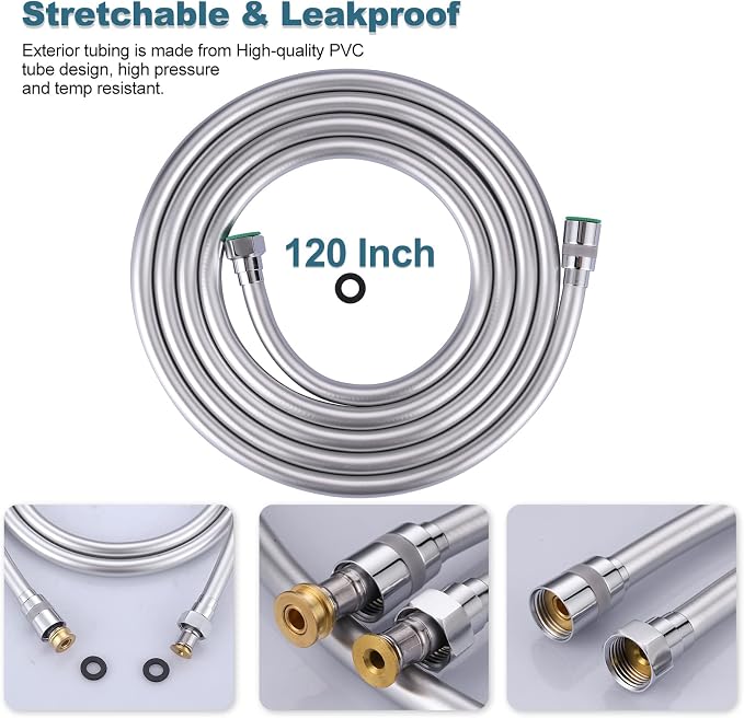 Aleasha Shower Hose, 120 Inches Extra Long Shower Head Hose Extension - Image 2