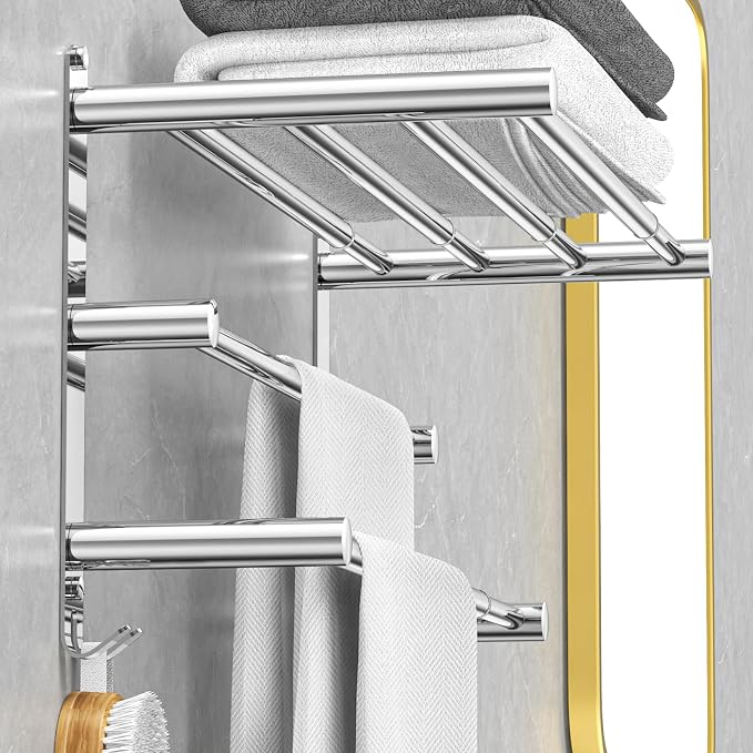 Adjustable Towel Bar for Bathroom Wall Mount17-30.7inch Adhesive Shower Towel by CAXIMSY