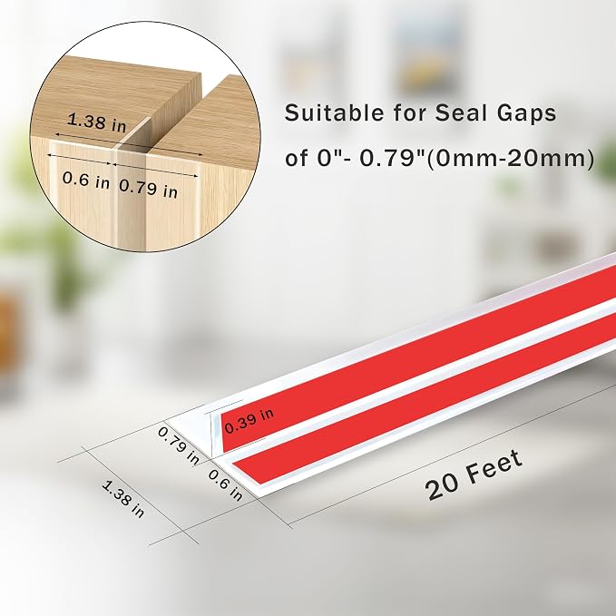 20Ft T-Shaped Door Draft Stopper, Silicone Weather Stripping Seal Tape - Image 2