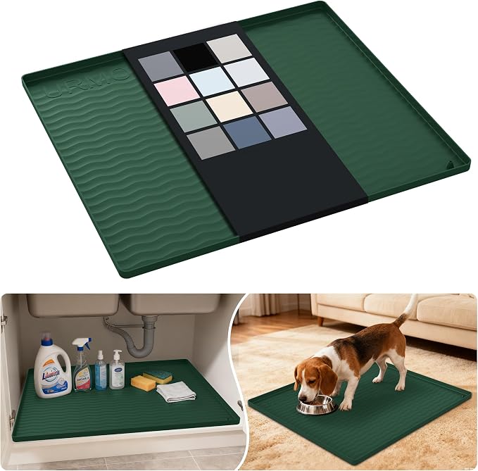 URMONA Waterproof Silicone Under Sink Mat 25'' x 22'' Shelf Liner by URMONA