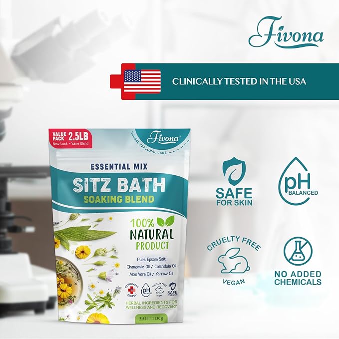 Hemorrhoid Treatment 40oz, Fivona Sitz Bath Salts, Postpartum Soaking Blend - Image 3