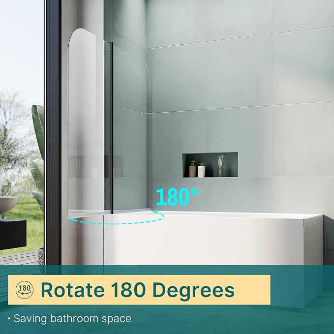 ELEGANT Bathtub Shower Door 32" W x 55" H, Frameless Tub Shower Door, 1/4" - Image 3