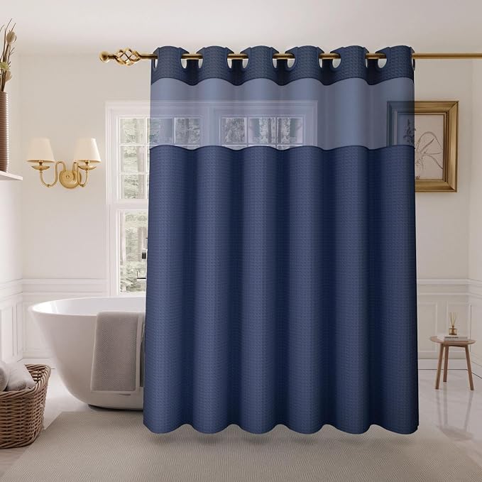 Inhousolu Long No Hook Shower Curtain by INHOUSOLUHOMEDECOR
