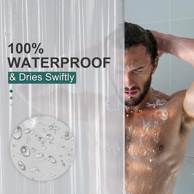 AmazerBath Plastic Shower Curtain Clear Premium PEVA, Weighted Shower Curtains - Image 4