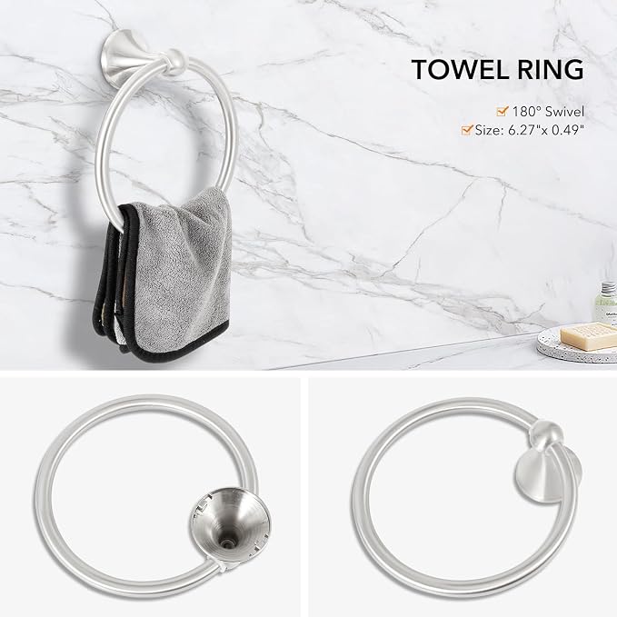 Brushed Nickel 5 Piece Bathroom Hardware Set Towel Rack Set Adjustable - Image 3