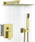 Lordear 12 Inch Rainfall Shower System Wall Mounted Shower Head Faucet Set Gold by LORDEAR