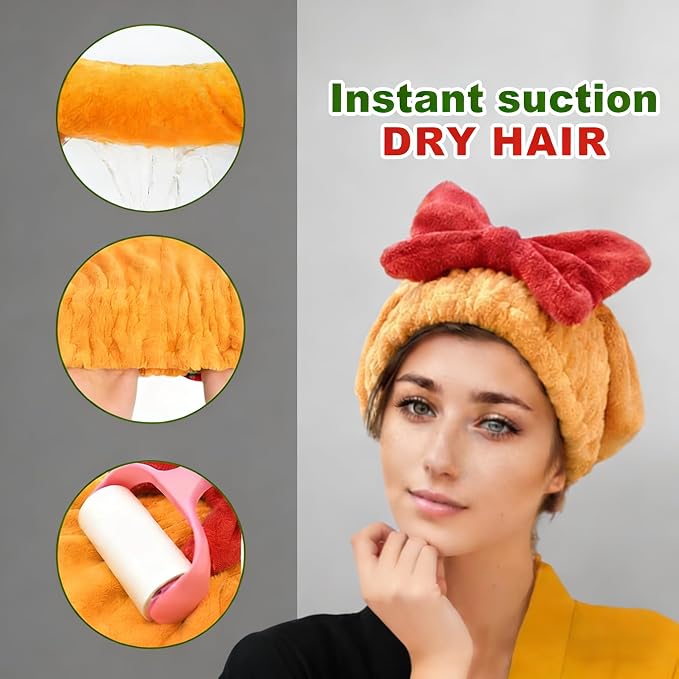Women's Super Absorbent Towel Pack Ultra Fine Fiber Quick Drying Towel Soft Bow - Image 2