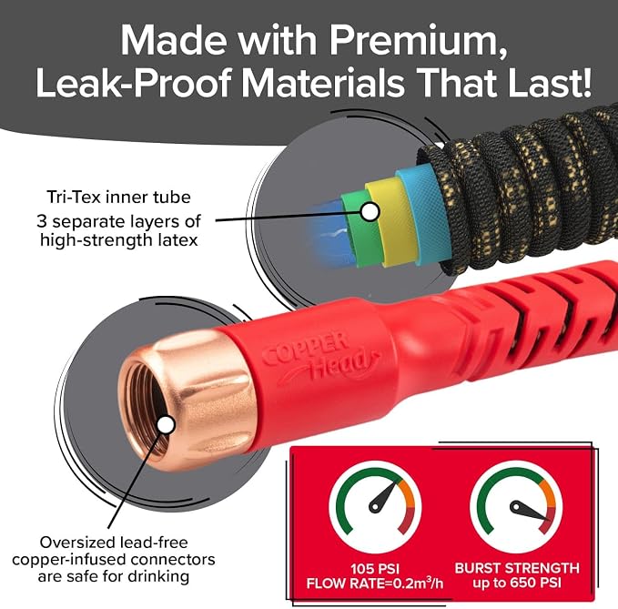 Pocket Hose Copper Head w/New Pocket Pivot Expandable Garden Hose 100FT - Image 4