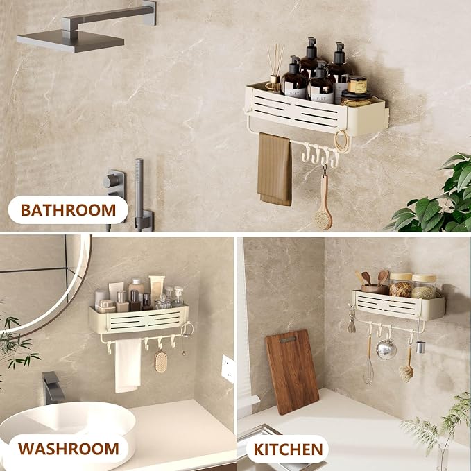 Onemake Aluminum Shower Caddy Suction Cup, No Drilling Bathroom Shower Shelf - Image 4