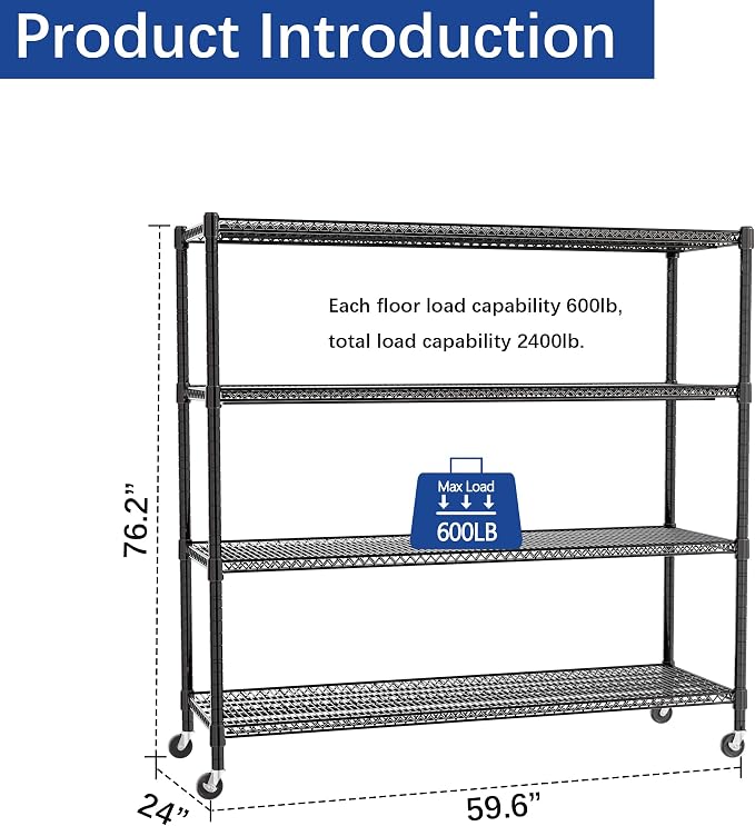 REGILLER 4-Wire Shelf Adjustable Heavy Duty Storage Shelves, Metal Organizer - Image 3