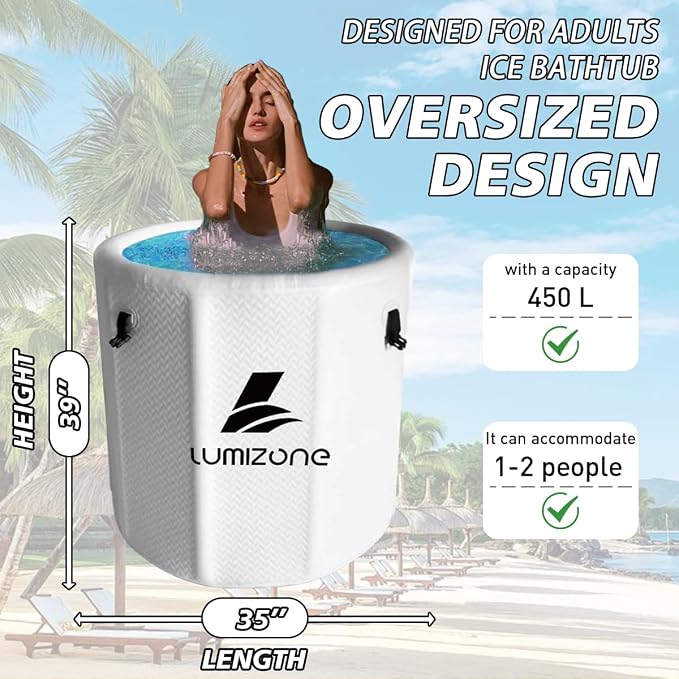 Lumizone Inflatable Cold Plunge Tub 118 Gallons Capacity Ice Bath Portable Ice - Image 8