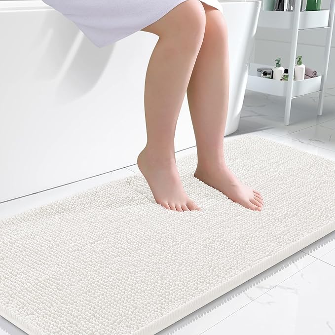OLANLY Bathroom Rugs 50x30, Extra Soft Absorbent Chenille Bath Rugs, Rubber by OLANLY