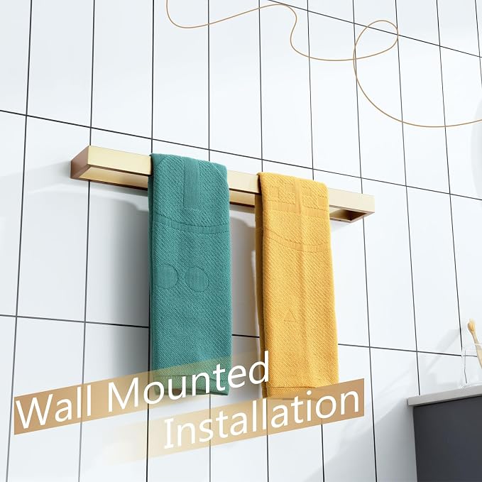KOKOSIRI Towel Bar Brushed Gold Bath Towel Holder 24 Inch Kitchen Towel Hanger - Image 7