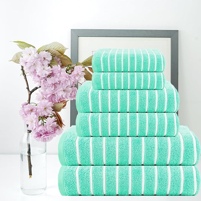 CASA COPENHAGEN Ecstatic 6 Pieces Towel Set- Aqua Blue, 600 GSM 2 Bath Towel 2 - Image 4