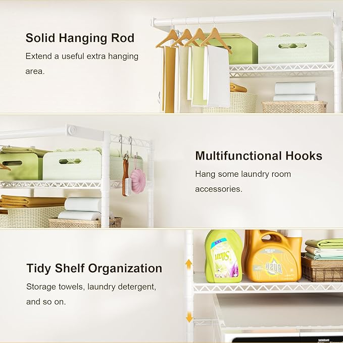 Ulif U11 Mini Over Washer and Dryer Shelves, 3 Tiers Laundry Room Storage and - Image 6